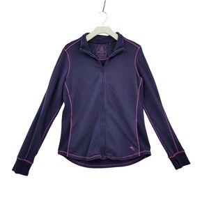 Tommy Bahama Womens Coastal Full Zip Jacket Medium Navy Pink Contrast Stitching